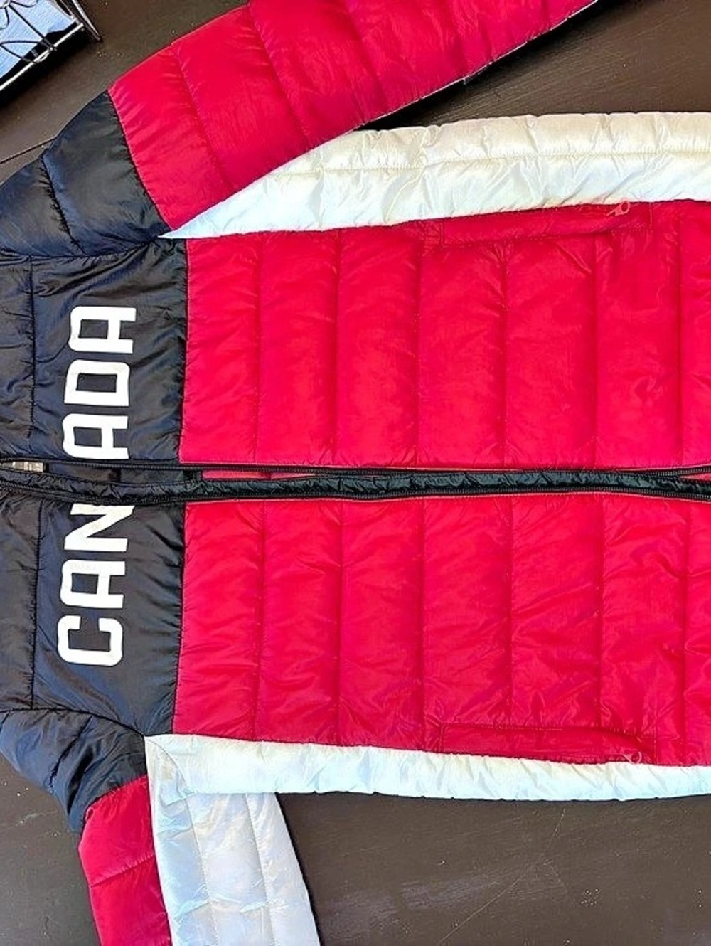 CANADA Color Block Puffer Jacket in Red & Black Like New